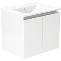 Newland Double Door Wall-Mounted Vanity Unit with Basin Gloss White 600mm x 450mm x 540mm (182RN)