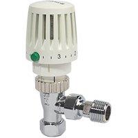 Honeywell Home Valencia 15mm x 1/2" White/Chrome Angled Traditional Thermostatic Radiator Valve Head & Body (184FV)