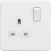 Knightsbridge 13A 1-Gang DP Switched Single Socket Matt White with White Inserts (184TY)