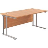 TC Group Aztec Twin Upright Rectangular Office Desk Beech/Silver 1800mm x 800mm (185TT)