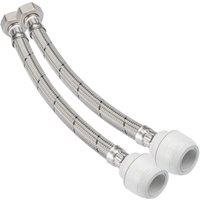 Hep2O Push-Fit Keyless Flexi Tap Connector 22mm x 3/4" x 300mm 2 Pack (187RE)