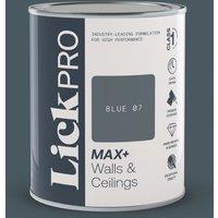 LickPro Max+ 1Ltr Blue 07 Matt Emulsion Paint (187TM)