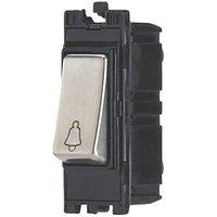 Contactum Decorative 10AX 1-Way Grid Retractive Bell Push Switch Brushed Steel with Black Inserts (188RP)