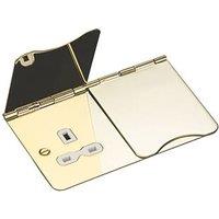 Knightsbridge FPR9UPBW 13A 2-Gang Unswitched Floor Socket Polished Brass with White Inserts (189VF)