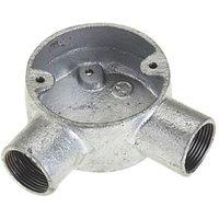 Deta 2 Way 25mm Angle Conduit Box Galvanised (1909J)