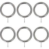 Renaissance Brushed Nickel Metal Curtain Rings 19mm 6 Pack (190CK)