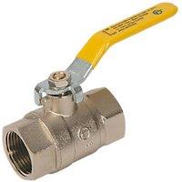 Tesla BSP Full Bore 1" Lever Ball Valve with Yellow Handle (1915R)