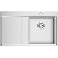Clearwater Xeron 1 Bowl Stainless Steel Kitchen Sink with LH Single Drainer Brushed Steel 860mm x 520mm (191FJ)