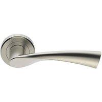 Serozzetta Breeze Fire Rated Lever on Rose Door Handles Pair Satin Chrome (1931H)