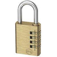 Smith & Locke Closed Shackle Combination Padlock Brass 50mm (193FA)
