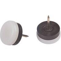 Fix-O-Moll White Round Pinned Plastic Gliders 22mm x 22mm 8 Pack (193KF)