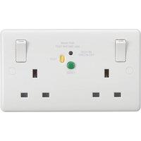 Knightsbridge Curved Edge 13A 2-Gang DP Switched Passive Type A RCD Socket White (195YA)