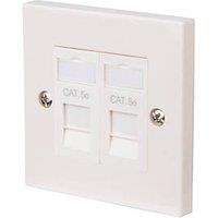 Labgear 1-Gang Double RJ45 Ethernet Socket White with Colour-Matched Inserts (197KM)