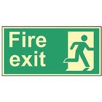 Essentials Photoluminescent "Fire Exit Man Right" Sign 150mm x 300mm (199FG)