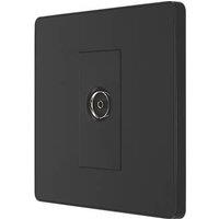 British General Evolve 1-Gang Coaxial TV / FM Socket Matt Black with Black Inserts (199RF)