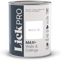 LickPro Max+ 1Ltr White 07 Matt Emulsion Paint (199TM)