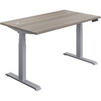 TC Group Economy Back To Back Powered Rectangular Sit Stand Desk Grey Oak/Silver 1200mm x 0.62-1.28m (199TT)