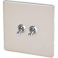 Varilight 10AX 2-Gang 2-Way Toggle Switch Satin Chrome (2003H)