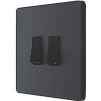 British General Evolve 20 A 16AX 2-Gang 2-Way Light Switch Grey with Black Inserts (201PY)