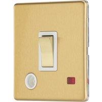 Contactum Lyric 20A 1-Gang DP Control Switch & Flex Outlet Brushed Brass with Neon with White Inserts (201RP)