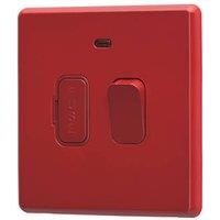 Arlec 13A Switched Fused Spur with Neon Red with Colour-Matched Inserts (204RU)