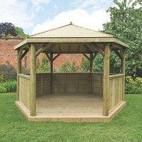 Forest HGG4MTTIN 13' 6" x 11' 6" (Nominal) Hexagonal Timber Gazebo with Base & Assembly (206JG)