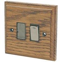 Varilight 13AX Switched Fused Spur with Neon Medium Oak with Black Inserts (2074H)