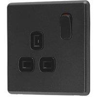 Arlec 13A 1-Gang SP Switched Socket Charcoal with Black Inserts (207RU)