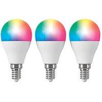 LAP E14 Mini Globe RGB & White LED Smart Light Bulb 4.2W 470lm 3 Pack (208FM)