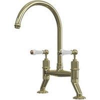 ETAL Alton Deck Mounted Dual Lever Bridge Mixer Polished Brass (208JL)