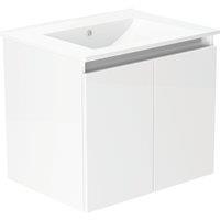 Newland Double Door Wall-Mounted Vanity Unit with Basin Gloss White 500mm x 450mm x 540mm (208RN)