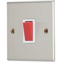 Contactum iConic 32A 1-Gang DP Control Switch Brushed Steel with White Inserts (208RR)
