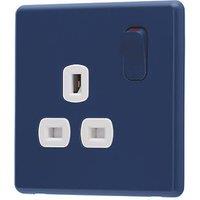 Arlec 13A 1-Gang SP Switched Socket Blue with White Inserts (208RU)