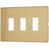 Contactum Lyric 3-Module Grid Faceplate Brushed Brass (209RR)
