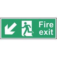 Essentials Non Photoluminescent "Fire Exit Man Down Left Arrow" Sign 150mm x 400mm (210FG)