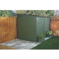Trimetals Titan 950 5' 6" x 9' (Nominal) Pent Metal Motorbike Store Olive Green (21278)