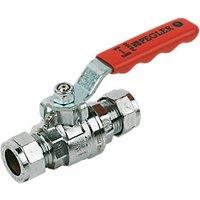 Pegler PB300 Compression Full Bore 15mm Ball Valve with Red Handle (21289)