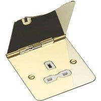 Knightsbridge FPR7UPBW 13A 1-Gang Unswitched Floor Socket Polished Brass with White Inserts (212VF)