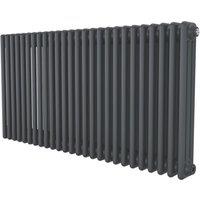 Azur 600mm x 1190mm 5076BTU Anthracite Horizontal 3 Column Radiator (212YR)