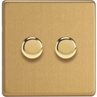 Varilight V-Pro 2-Gang 2-Way LED Dimmer Switch Brushed Brass (212YT)