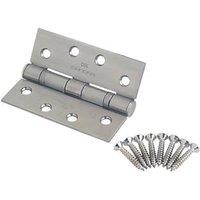 Eurospec Satin Polished Steel Grade 14 Fire Rated Thrust Bearing Hinges 102mm x 76mm 2 Pack (2136J)