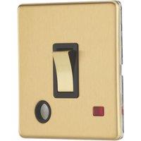 Contactum Lyric 20A 1-Gang DP Control Switch & Flex Outlet Brushed Brass with Neon with Black Inserts (213RR)