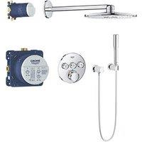 Grohe Grohtherm SmartControl 3 Button Round with Rainshower SmartActive 310 Rear-Fed Concealed Chrome Thermostatic Shower Set (213XT)