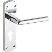 Smith & Locke Crane Fire Rated Euro Lock Door Handles Pair Polished Chrome (214HY)
