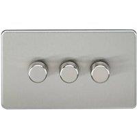 Knightsbridge 3-Gang 2-Way LED Intelligent Dimmer Switch Brushed Chrome (215PX)