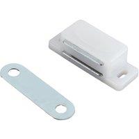 Essentials 2-Hole Magnetic Cabinet Catch White 41mm x 16mm 25 Pack (215TA)
