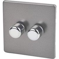 Varilight V-Pro 2-Gang 2-Way LED Dimmer Switch Slate Grey with Colour-Matched Inserts (215YT)