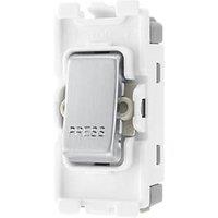 British General Nexus Metal Grid 20A 2-Way Grid Retractive Switch Module 'Press' Off Centre Brushed Steel (216RF)
