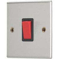 Contactum iConic 32A 1-Gang DP Control Switch Brushed Steel with Black Inserts (217RP)