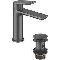 Bristan Frammento Basin Mono Mixer with Clicker Waste Gun Metal Grey (218KL)